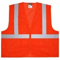 Mcr Safety Garments, V2, FL Orange, Class 2, Mesh, Zip, No PK X3 V2CL2MOZX3